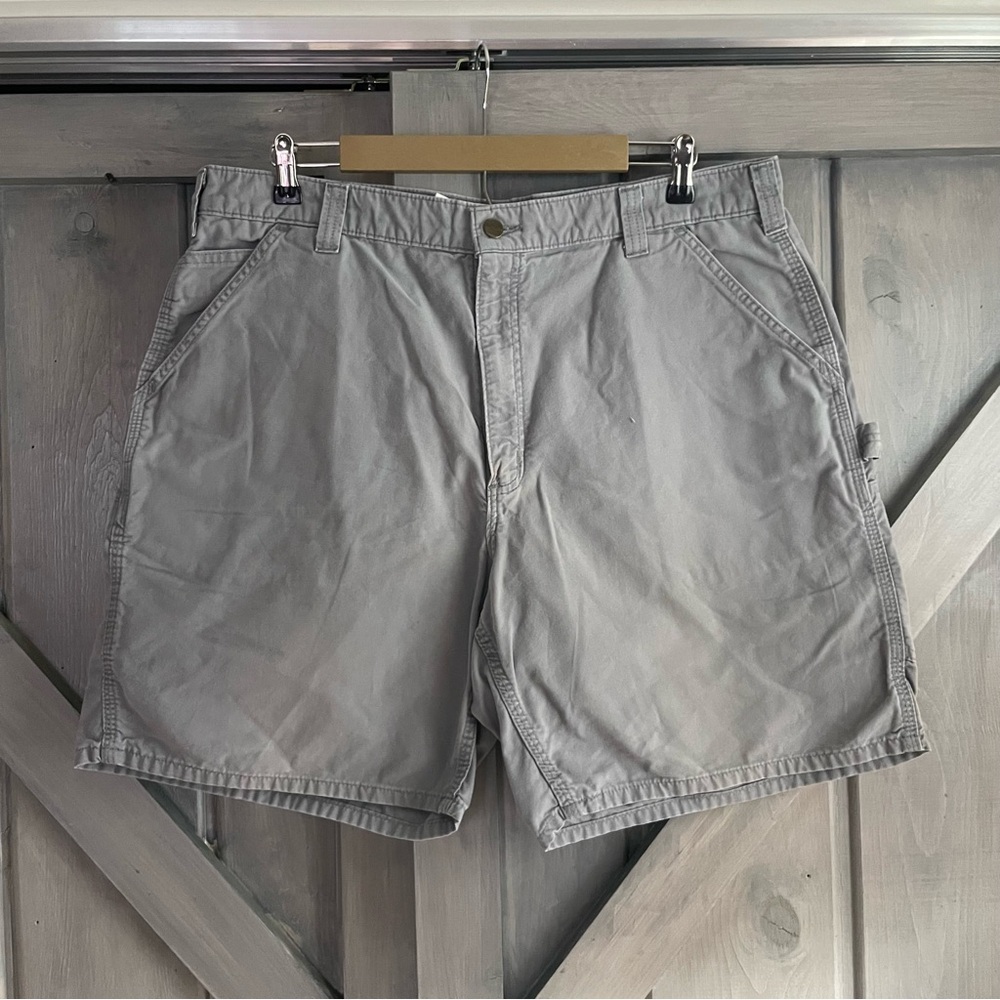 Carhartt Mend Asphalt Canvas Work Shorts work wear‎ blue collar size 40 gray